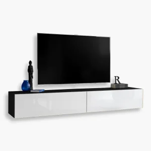 Loreto Wall Mounted TV Cabinet, White/Black