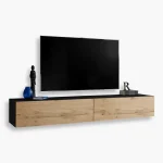 Wall-mounted TV cabinet Loreto, Wotan/Black