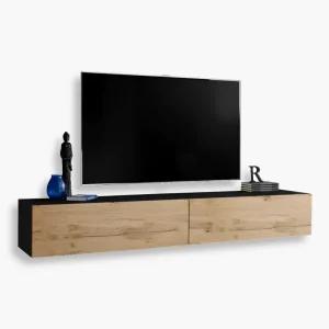 Wall-mounted TV cabinet Loreto, Wotan/Black
