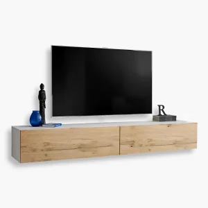 Wall-mounted TV cabinet Loreto, Wotan/white