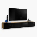 Wall-mounted TV cabinet Loreto, black/wotan