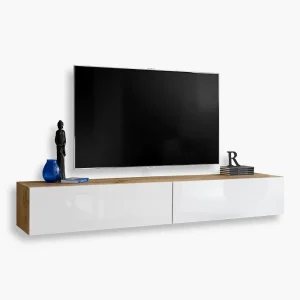 Wall-mounted TV cabinet Loreto, white/wotan