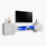 Merano TV Cabinet, White/White LED Lighting Blue
