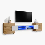Merano TV Cabinet, Wotan/White LED Lighting Blue