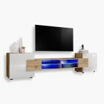 Merano TV Cabinet, Wotan/White LED Lighting Blue