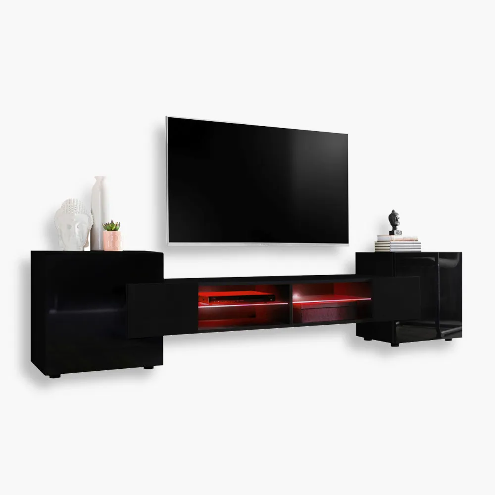 Merano-RGB-Black-Black-Black-3.webp Merano TV Cabinet, Black/Black RGB LED Lighting - Image 1