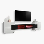Merano TV Cabinet, White/Black RGB LED Lighting