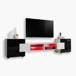 Merano TV Cabinet, White/Black RGB LED Lighting