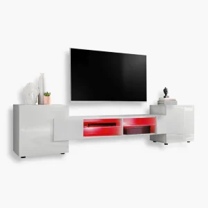 Merano TV Cabinet, White/White RGB LED Lighting
