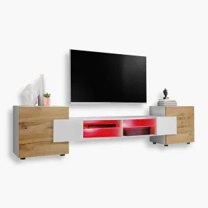 Merano TV Cabinet, White/Wotan RGB LED Lighting