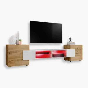 Merano TV Cabinet, Wotan/White RGB LED Lighting