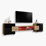 Merano TV Cabinet, Wotan/Black RGB LED Lighting