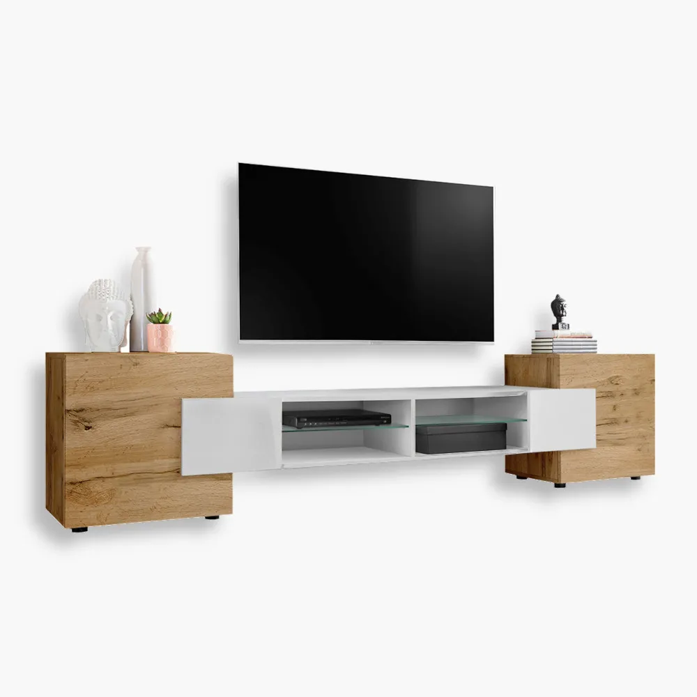 Merano-noLED-Wotan-White-Wotan-3.webp TV cabinet Merano, Wotan/White - Image 1