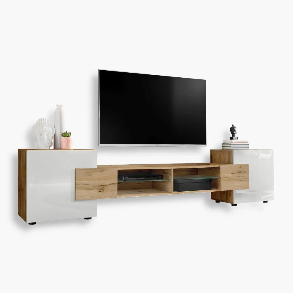 Merano-noLED-Wotan-Wotan-White-3.webp TV cabinet Merano, Wotan/White - Image 1