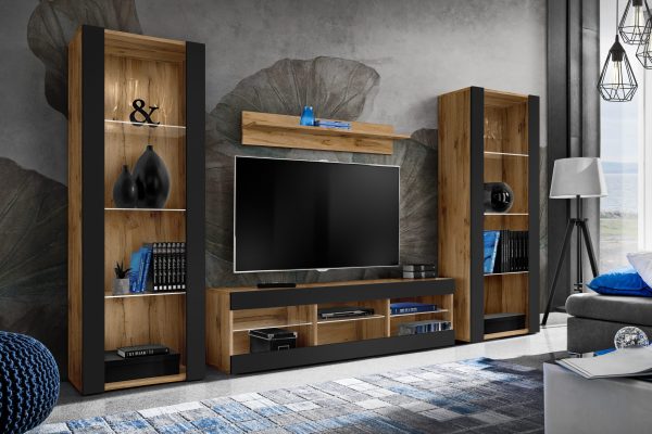 Tivoli Grande TV Furniture Set, Black/Wotan - Image 2
