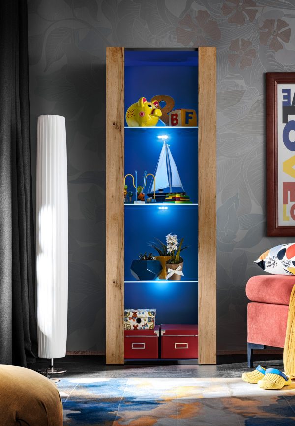 Tivoli Glass-Shelf Cabinet, Wotan/RGB LED Lighting Black - Image 8