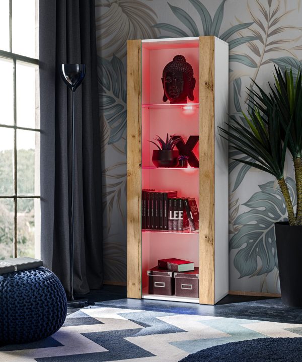 Tivoli Glass‑Shelf Cabinet, Wotan/White RGB LED Lighting - Image 2