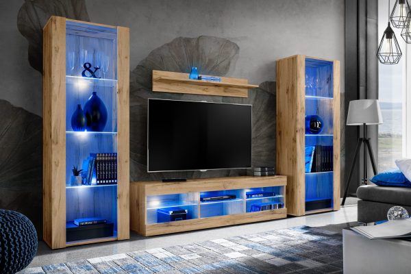 Tivoli Grande TV Furniture Set, Wotan/Wotan LED Lighting Blue - Image 2