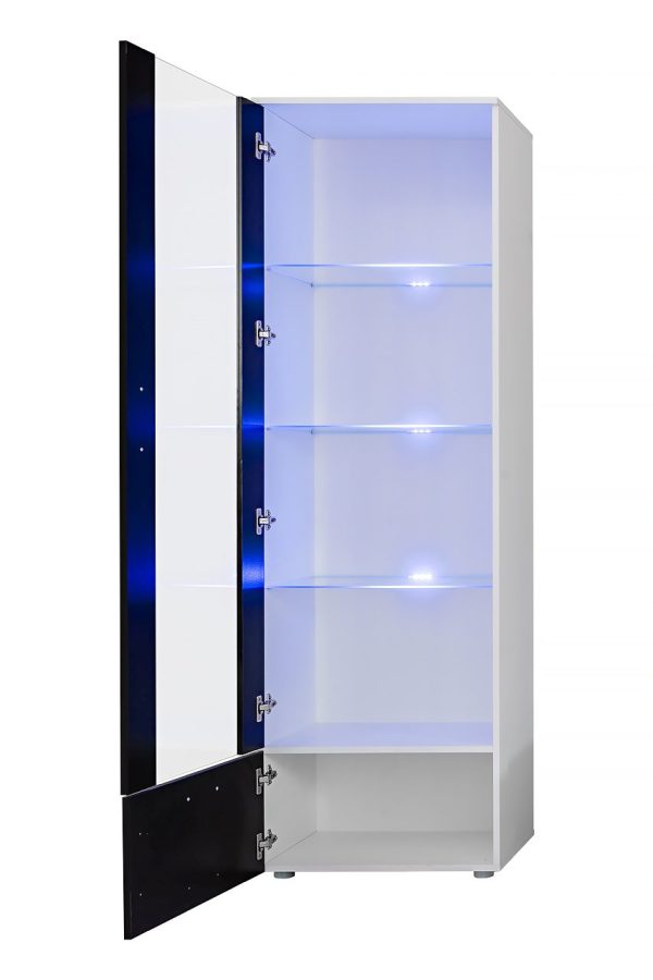 Alessandria Standing Cabinet, White/Black LED Blue Lighting - Image 6