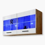 Savona Hanging Shelf Cabinet, White/Wotan LED Lighting Blue