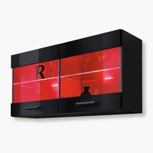 Savona Hanging Shelf Cabinet, Black/Black RGB LED Lighting