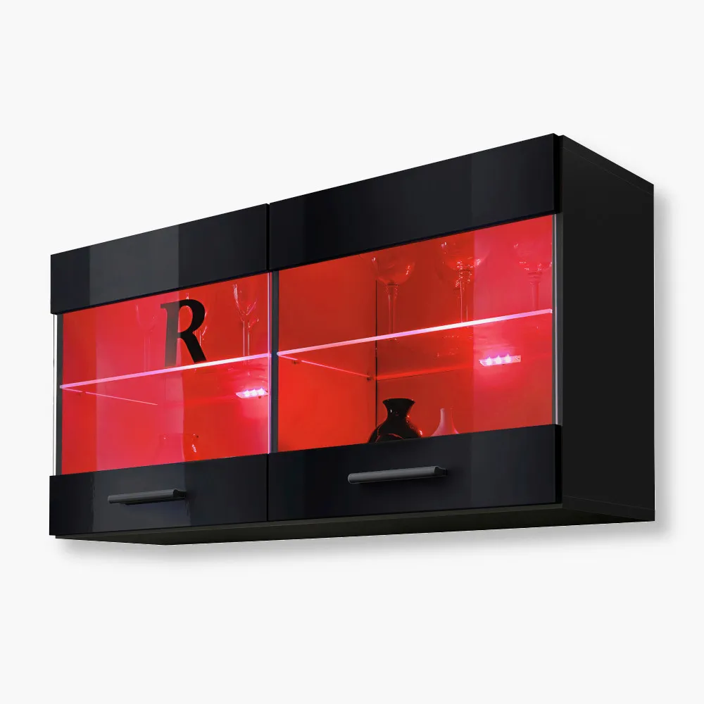 Savona-RGB-Black-Black-1-1.webp Savona Hanging Shelf Cabinet, Black/Black RGB LED Lighting - Image 1