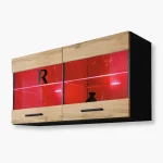 Savona Hanging Shelf Cabinet, Wotan/RGB LED Lighting Black