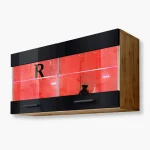 Savona Hanging Shelf Cabinet, Black/Wotan RGB LED Lighting