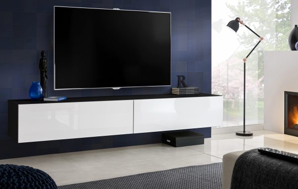 Loreto Wall Mounted TV Cabinet, White/Black - Image 2