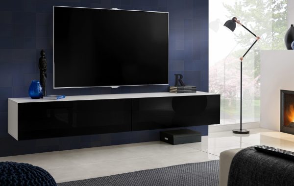 Wall mounted TV cabinet Loreto, black/white - Image 2