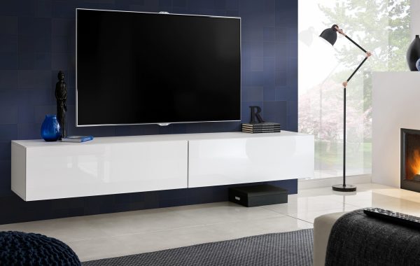 Wall-mounted TV cabinet Loreto, white/white - Image 2