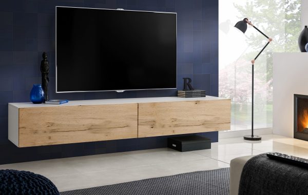 Wall-mounted TV cabinet Loreto, Wotan/white - Image 2