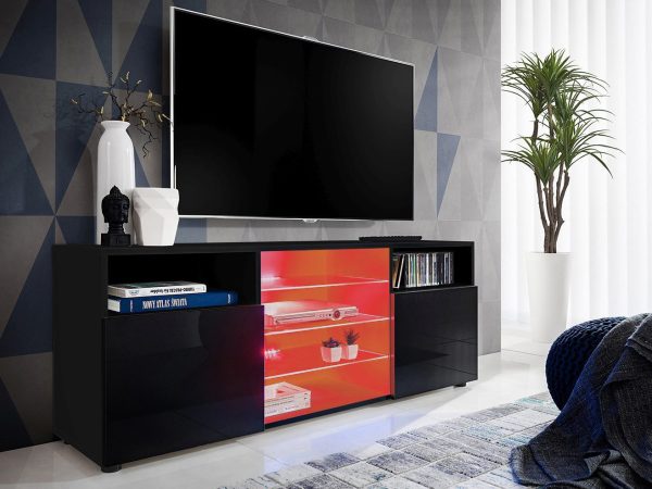 Urbino TV cabinet, black/black RGB LED lighting - Image 2