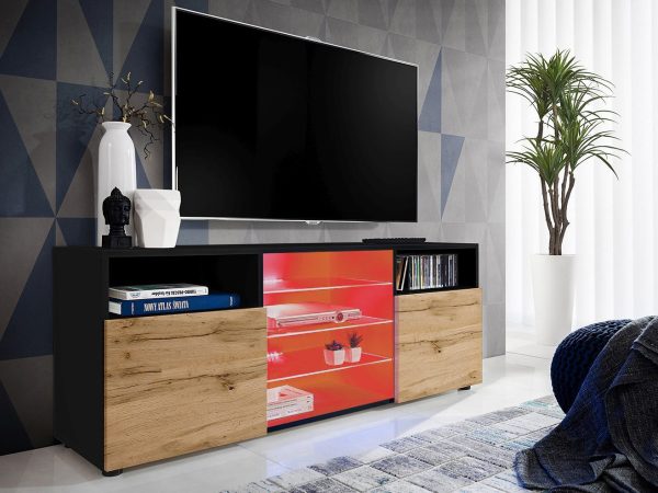 Urbino TV cabinet, Wotan/Black RGB LED lighting - Image 2