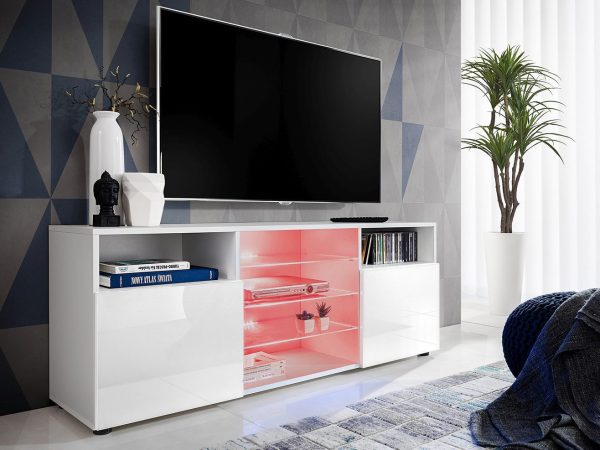 Urbino TV cabinet, white/white RGB LED lighting - Image 2