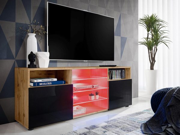 Urbino TV Cabinet, Black/Wotan RGB LED Lighting - Image 2