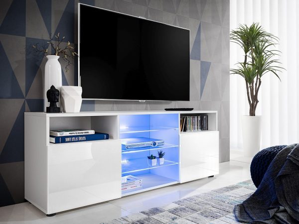 Urbino TV cabinet, white/white LED lighting blue - Image 2