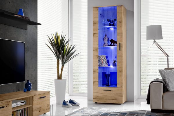 Standing display cabinet Alessandria, Wotan/Wotan LED lighting blue - Image 4