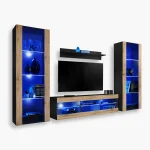 Tivoli Grande TV Furniture Set, Wotan/Black LED Lighting Blue