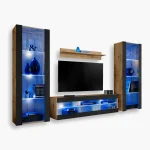 Tivoli Grande TV Furniture Set, Black/Wotan LED Lighting Blue