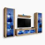 Tivoli Grande TV Furniture Set, Wotan/Wotan LED Lighting Blue