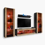Tivoli Grande TV Furniture Set, Wotan/Black RGB LED Lighting