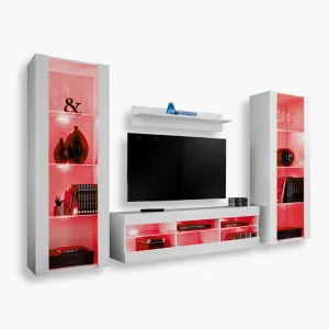 Tivoli Grande TV Furniture Set, White/White RGB LED Lighting