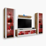 Tivoli Grande TV Furniture Set, White/Wotan RGB LED Lighting
