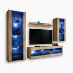 TV Furniture Set Tivoli Medio, Wotan/Wotan LED Lighting Blue