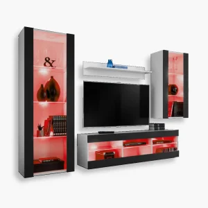 Tivoli Medio TV Furniture Set, Black/White RGB LED Lighting
