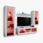 Tivoli Medio TV Furniture Set, White/White RGB LED Lighting