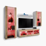 Tivoli Medio RTV Furniture Set, Wotan/White RGB LED Lighting