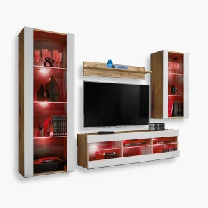 TV Furniture SET Tivoli Medio, White/Wotan RGB LED Lighting