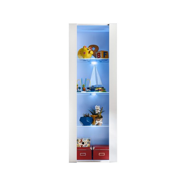 Tivoli Glass-Shelf Cabinet, White/White LED Lighting Blue - Image 4